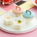 4 Pcs/Set Cute Egg Boiler Plastic Poacher Set Kitchen  Cooker Tools Egg Mold Form With Lid Brush Pancake Maker